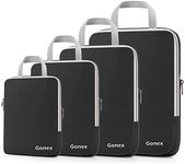 Gonex Compression Packing Cubes, 4pcs Expandable Storage Travel Luggage Bags Organizers(Black)