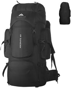 MOUNTILE HIKEMATE 60L Travel Backpack with Water Proof Rain Cover, Shoe Compartment - Camping Hiking Rucksack Trekking Bag (Black) - MTL02