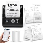 SEZNIK Veer 58mm (2 Inch) Portable Receipt Printer | ESC/POS KOT Billing | Bluetooth+USB | 2000mAh Rechargeable | Android/iOS/Windows | Retail/Restaurant | 50+ Apps | Swiggy/Zomato | 1 Year Warranty