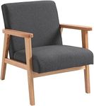 HOMCOM Fabric Accent Chair, Upholstered Armchair, Mid-Century Modern Living Room Chair with Wood Legs and Padded Cushion for Bedroom, Grey