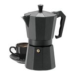 Vinsh Enterprise Aluminum Stovetop Espresso Maker 6 Cup Moka Pot Percolator Italian Coffee Maker Classic Cafe Maker South Indian Filter Kaapi Coffee Espresso for Gas Stovetop (Black, 300 ml)