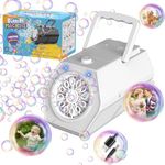 Bombble Portable Automatic Bubble Machine, Professional Bubble Maker 10000+ Bubbles per Minute with 240ML bubble solution Electric Bubble Toy for Children, Wedding, Birthday, Christmas Party (White)