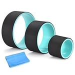 Present Mind | Yoga Wheels for Stretching - Set of 3 with Elastic Band - Yoga Ring with Padding for Stretching, Gymnastics, Improving Flexibility and Balance - Black with Blue Accents