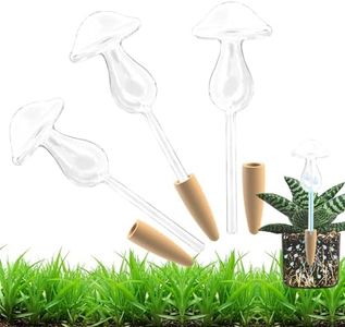 HyJeryty 3 Pack Non-Clogging Mushroom Plant Watering Globes with Terracotta Spikes, Hand Blown Glass Self Watering Planter Insert Plant Watering Devices Bulbs for Indoor and Outdoor Plants