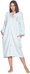 Casual Nights Women's Quilted Long Sleeve Zip Up House Dress Robe, Blue, L