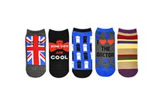 Doctor Who Union Jack 4th Doctor Bowties Are Cool 5-Pair No Show Low Cut Socks