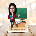 Foto Factory Gifts® Personalized Caricature Gifts for Women Best Teacher (wooden_8 inch x 5 inch) CA0259