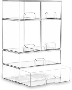 Stackable Storage Drawer Set of 6 for Bathroom Organizers and Storage, Drawer Organizer for Baby Bottle, Ideal for Kitchen Countertop, Laundry, Cabinet, Vanity, Beauty Supplies, Pantry Organization