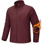 TACVASEN Men's Casual Jacket Soft Shell jackets Waterproof Windproof with Multi Pockets Fleece Lined Winter Jacket Full Zip Outdoor Coats Work Wine Red, M