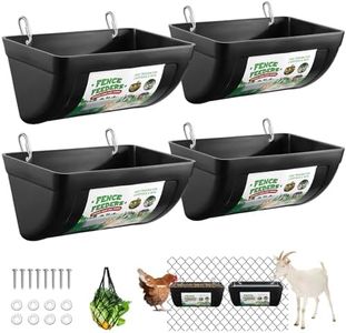 Chewoof 4 Pack Goat Feeders Hanging, Chicken Feeder, with Clips Hanging Fence Feeders, 4.5 Quart Feed Buckets for Horses, Duck Feeder, Chicken Water Feeder, Poultry Feeding Trough