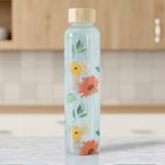 The Better Home Borosilicate Glass Water Bottle | 500ml | Bamboo Lid | Fridge Water Bottles for Men, Women (Multi Print)