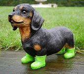 RP Home Dog Garden Ornament In Boots Patio Lawn Dachshund Animal Statue Outdoor Figure