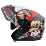 Steelbird SBA-7 Ape ISI Certified Flip-Up Helmet for Men and Women with Inner Smoke Sun Shield (Medium 580 MM, Matt Black Red)