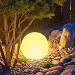 8-in Solar Garden Globe Light Outdoor, Solar Glowing Ball Light w/Remote, RGB Color Changing Waterproof Solar Ball Sphere Lamp, Landscape Lighting Mood Lamp w/Ground Stake for Patio Yard Pathway Decor