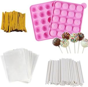 221Pcs Cake Pop Kit - Silicone Cake Pop Mould with 20 Sticks, 100 Bags & 100 Twist Ties, Complete Set for Cake Pop Maker, Lollipop, Chocolate and Baking