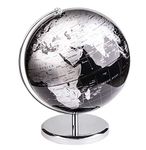 Exerz 25cm World Globe With a Metal Base – Educational Geographic Globe of Earth - Metallic Black (25cm diameter)