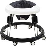 Quocdiog Baby Walker,Foldable Multi-Function Anti-Rollover Toddler Walker,Suitable for All Terrains for Babies Boys and Girls 6-18Months 9 Heights Adjustable(Black)