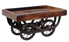 SHAPAR GOODS® Wooden THELA Trolley Tray/Wooden Serving Tray/Wooden Decoration Trolley