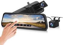 Christmas Birthday Gift Idea Mirror Dash Cam Dual Front and Rear Camera Elinz 10" 1080P for Car, Men Women, Him Her, Rearview Mirror Monitor Reverse Reversing Cam 720P Full Touch Screen, 1 Yr Warranty