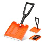 MoNiBloom Collapsible Snow Shovel 9.5 x 11 Inch PP Blade with Aluminum Edge, Bi-Folding Lightweight Snow Shovel for Camping, Backcountry, Car, and Snowmobiles