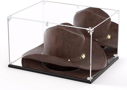 Clear Acrylic Display Case, Cowboy Hat Showcase, Panama & Tweed Organizer with Mirror Backplate & Base uv Protection and Transparency Memorabilia Collectibles(16.5*13*7.9inch,42*33*20cm)