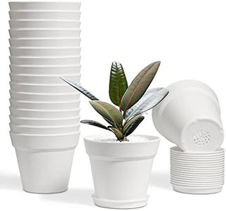 T4U 4 Inch Plant Pots 18-Pack - Small Plastic Planter with Drainage Hole and Saucer, Decorative Nursery Flower Pot Bulk for African Violet, Snake Plant, Succulent and All House Plants Indoor