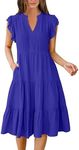 ANRABESS Womens Summer Ruffle Sleeve V Neck Midi Dress 2025 Fashion Casual Fit Flowy Tiered Boho Beach Vacation Sundress Royal Blue-XXL