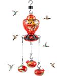 Beeveer Wind Chimes Hummingbird Feeder Glass Hummingbird Feeder Hanging Hummingbird Feeder Outside Garden Decor for Outdoors Patio Window Accessories Garden Gift