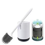 MEKEET Silicone Toilet Brush and Holder,Bathroom Toilet Brush Holder Set,Silicone Toilet Cleaning Brush Kit with Soft Bristle Brush (Flooring)