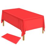 ELECLAND Red Plastic Table Cover 137 x 274 cm Red Plastic Tablecloth Rectangle Red Table Cover for Indoor or Outdoor Baby Shower, Wedding, Birthday Party Decorations