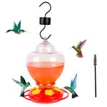 Hummingbird Feeders for Outdoor and Backyard, Large Capacity (40oz) with Ant Moat Hook - Circular Perch with 6 Feeding Ports - Wide Mouth for Easy Filling and Cleaning