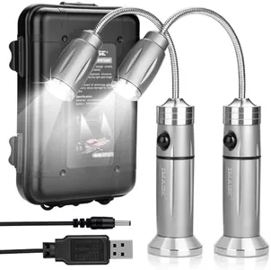 Rechargeable Ultra-Bright Barbecue Grill Light with Super Bright LED Lights,360° Flexible Gooseneck Adjustable Pit Boss Smoker BBQ Accessories, Grilling Gifts for Men Dad- 2 Pack