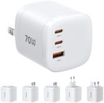 70W GaN Universal Travel Adapter PD Wall Charger for US/EU/UK/AU