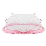 LifeKrafts Foldable Baby Mosquito Net, Bottomless Net for Infants, for Safe & Easy Use | Ensures Your Baby's Safe Sleep 135 x 65 x 65cms, for Babies & Toddlers (0 to 24 Months) - Baby Pink