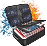 Tamfile Fireproof Document Box, 14.2''×10.6''×4'' Large Capacity 3-Layer Fireproof Document Bag with Lock, Fireproof File Storage Box for Passports, Certificates, Legal Files and Valuables, Black