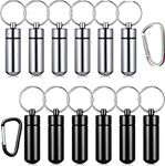 RUNCCI-YUN 12 Pack Keychain Pill Box，Mini Aluminum Pill Box Waterproof Organizer Case Portable Container Keychain+D-Shaped Key Chain for Outdoor Travel Camping (2 Colours)
