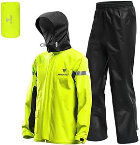 Lixada Men Motorcycle Rain Suit Outdoor Reflective Waterproof Rain Jacket and Pants Rain Gear for Bike Riding Cycling