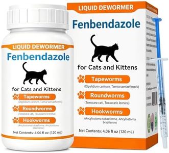Cat Dewormer Liquid for Cats & Kittens, Fenbendazole Broad Spectrum for Tapeworms, Roundworms & Hookworms, Supports Intestinal Health, 120ml