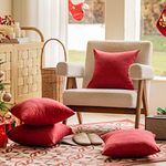 Home Brilliant Red Cushion Covers Set of 4 Soft Linen Cushions Cover 45cm x 45cm for Bed Sofa Chair Car, Burgundy, 45x45 cm, 18 inch, 4 Pieces