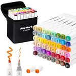 AnyMark Alcohol Markers, 48 Colors Alcohol Markers Set, Dual Tips Alcohol-Based Art Markers for Kids Adult Artists Drawing Coloring Sketch, Chisel & Fine Tips