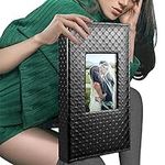 Photo Album for 4x6 Photos, Holds 300 Pockets Black Leather Window Cover Design Bookshelf Photo Albums Acid-Free Black Inner Page Pictures Photo Book for Family Wedding Baby Friend Pet