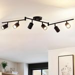 ANWIO 6 Black GU10 Spotlight Ceiling Lights,Bedroom Kitchen Lights Ceiling,GU10 Industrial Hallway Ceiling Light Fitting,Spot Light Bar Indoor Adjustable Light Ceiling Spot Lamp(Bulbs Not Included)