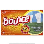 Bounce Fabric Softener Dryer Sheets, Outdoor Fresh, 15 Count