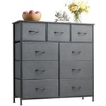 Somdot Dresser, 9-Drawer Fabric Storage Tower for Bedroom, Nursery, Entryway, Closets, Tall Chest Organizer Unit with Large Capacity Fabric Bins - Charcoal Grey