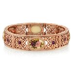 1928 Jewelry Women's Rose Gold Tone Manor House Rose Purple Crystal Flower Stretch Bracelet