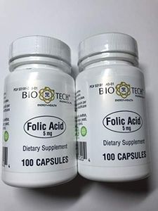 Folic Acid 5mg - BioTech Pharmacal - 100 Capsules - Pack of 2