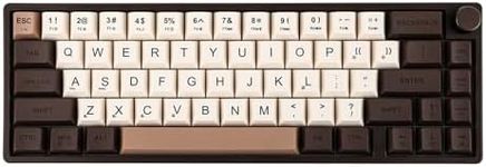 Feker IK65 VIA Programmable 2.4G/BT5.0/USB-C Mechanical Keyboard, 65% Hot Swappable Gasket-mounted, with Sound Dampening Foams Kit, Volume-control Knob, 4000mAh Battery, RGB for Win/Mac (Brown Knob)