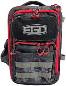 EGO Kryptek Tactical Tackle Box Backpack, Durable Fishing Tool Bag, 1000D Nylon Fabric with PVC Back, Water-Resistant, Multiple Storage Pockets, Laser-Cut Molle Loops, Includes 4 Tackle Trays