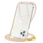 CAROKI Crossbody Case for Apple iPhone 11 Pro Max,Necklace Mobile Phone Cover with Cord Strap for iPhone 11 Pro Max,Clear Transparent TPU Soft iPhone Cover Holder with Neck Cord Lanyard Strap-Rainbow