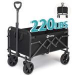 Sekey 100L Folding Camping Trolley, Heavy Duty Collapsible Garden Wagon Cart Loadable up to 220LBS(100KG) with All-Terrain Wheels, Lightweight Outdoor Utility Trolley for Grocery, Shopping, Black